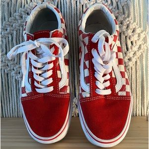 Red and white checkered Old Skool vans 5.5 women’s/ 4 men’s